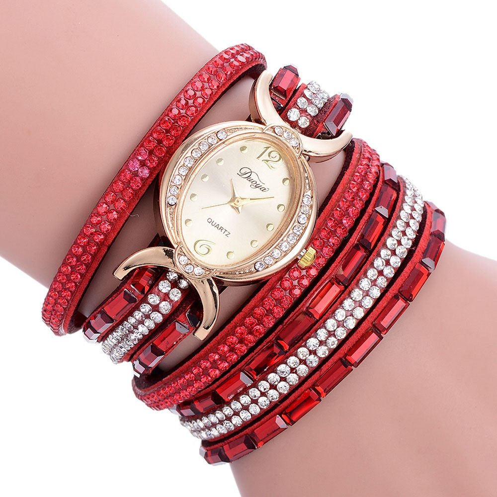 Nuevo reloj informal con diamantes de imitación para mujer, reloj de pulsera analógico de cuarzo para mujer