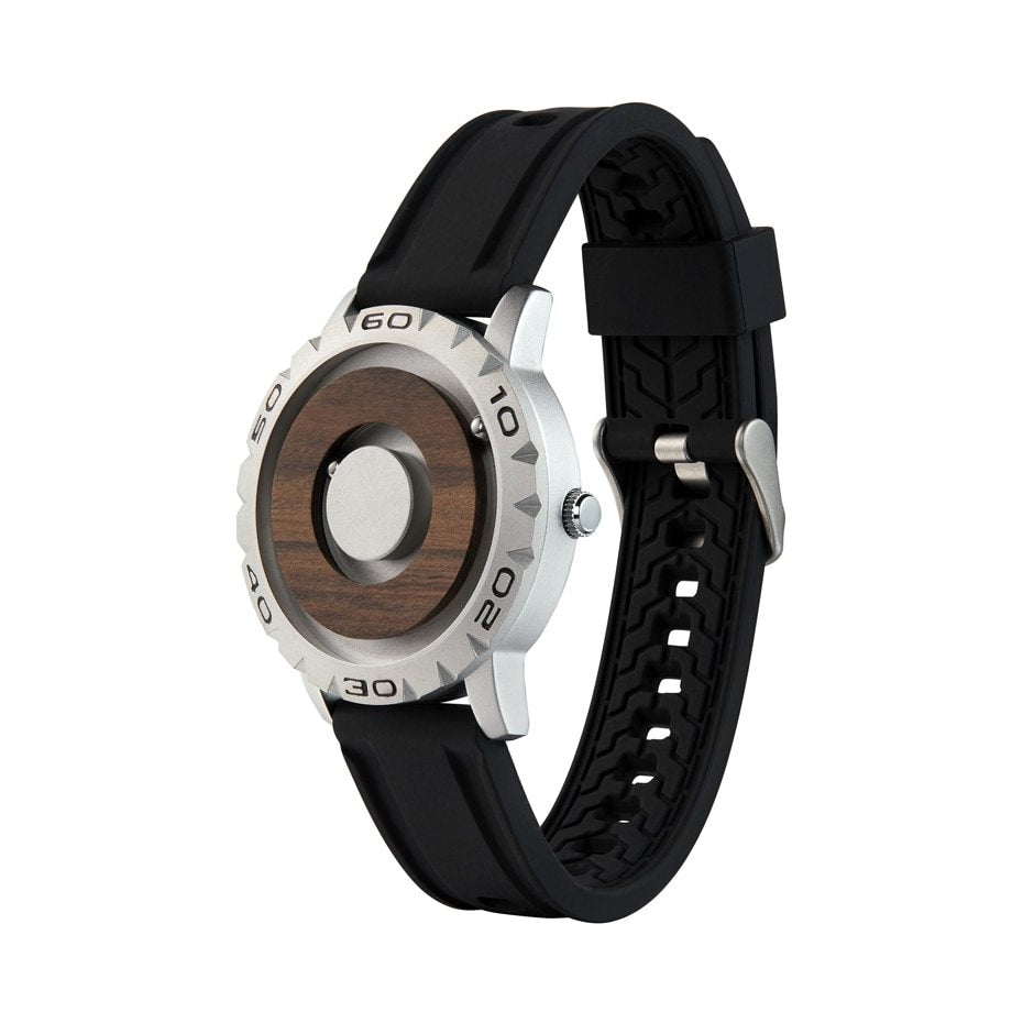 Men's wooden watch with magnetic ball