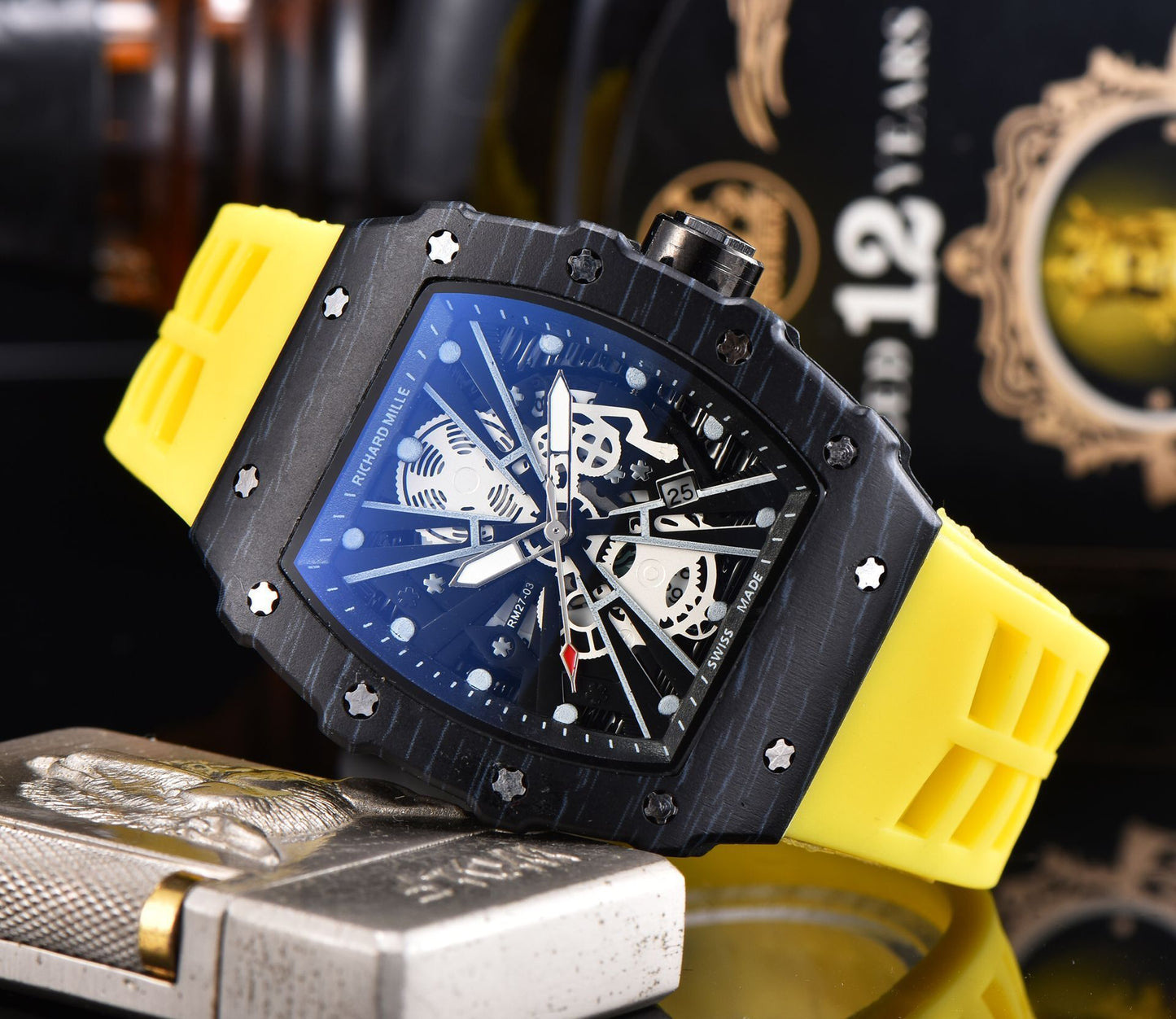 Reloj de cuarzo de silicona con forma de flor hueca
