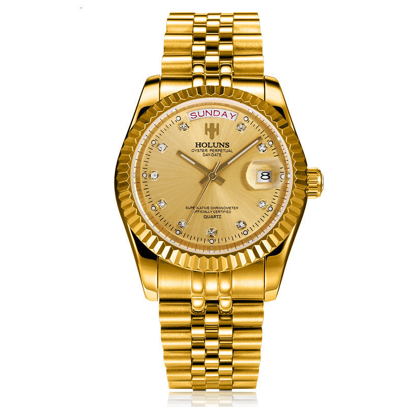 Multi-function calendar watch with diamond scale