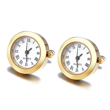 High Quality Men's Copper Plating Clock Round Cufflinks