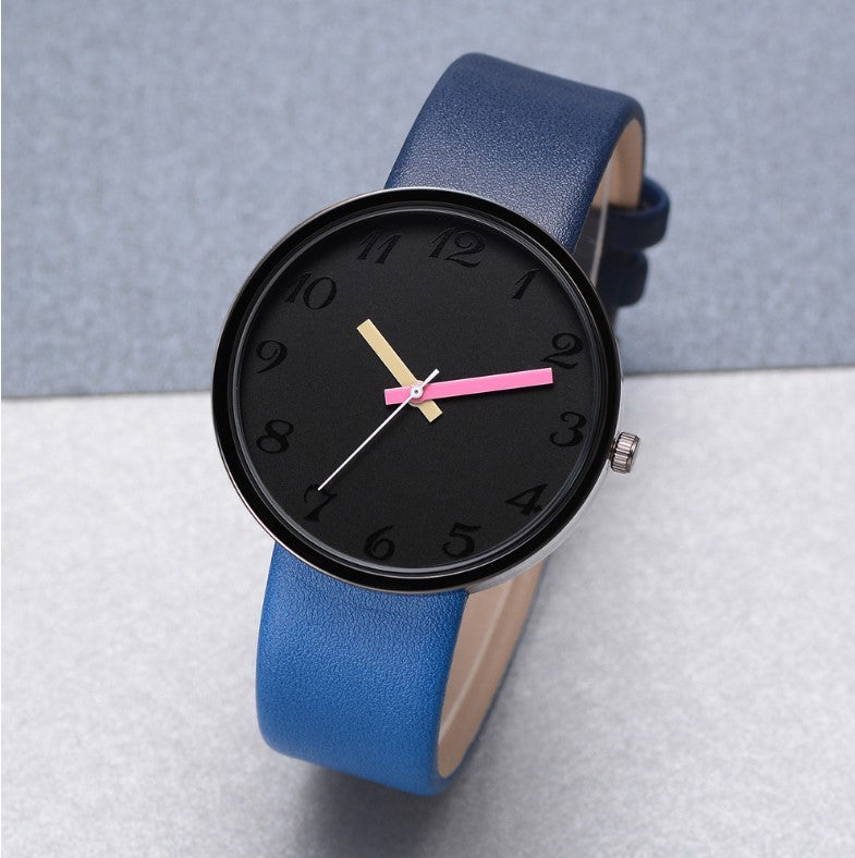 Reloj de mujer Reloj de cuarzo de cuero con contraste gris Relojes de mujer Amantes Reloj de pulsera informal unisex para mujer Reloj femenino