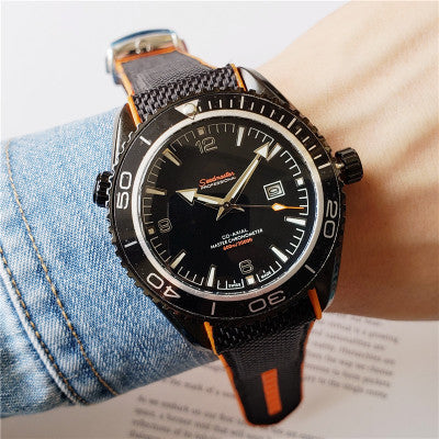 Quartz watch black casual men's European round watch