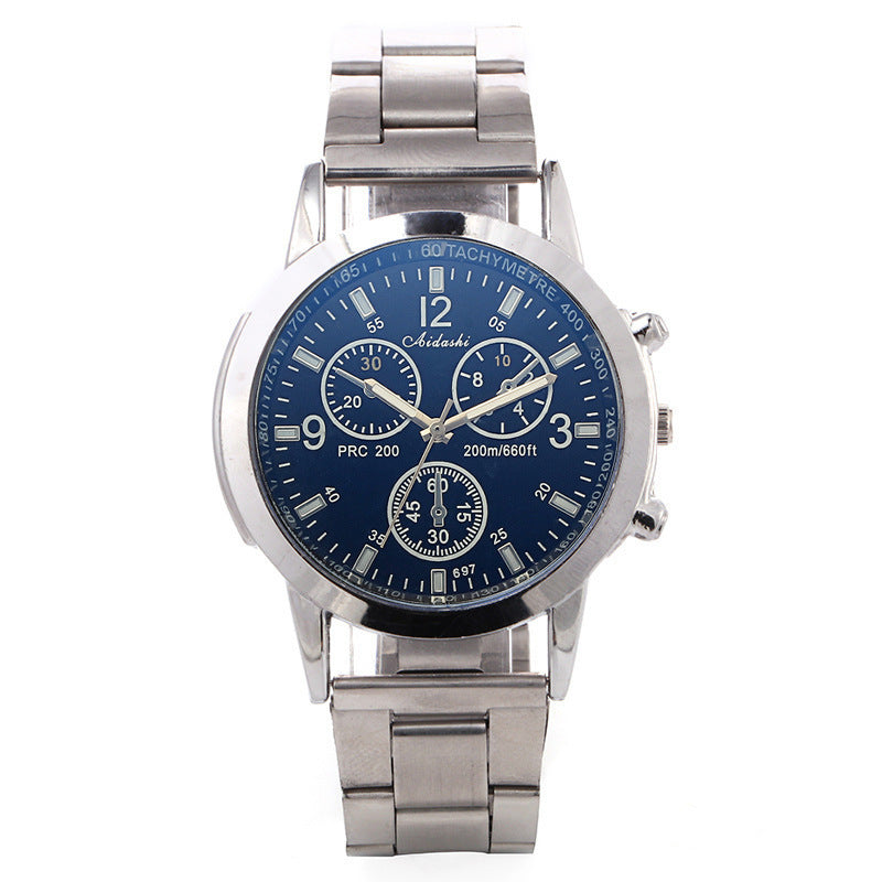Cinturón de tres ojales de cristal azul para hombre.