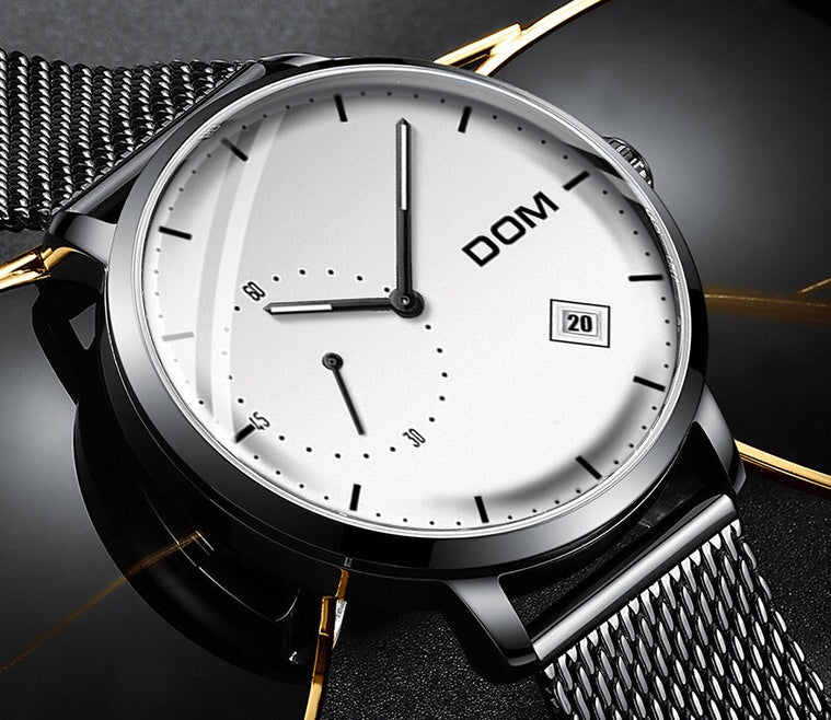 Men's simple quartz watch belt calendar anti-independent second hand sports men's watch