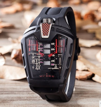Fashion hollow ghost head silicone belt quartz men's watch imitation mechanical watch