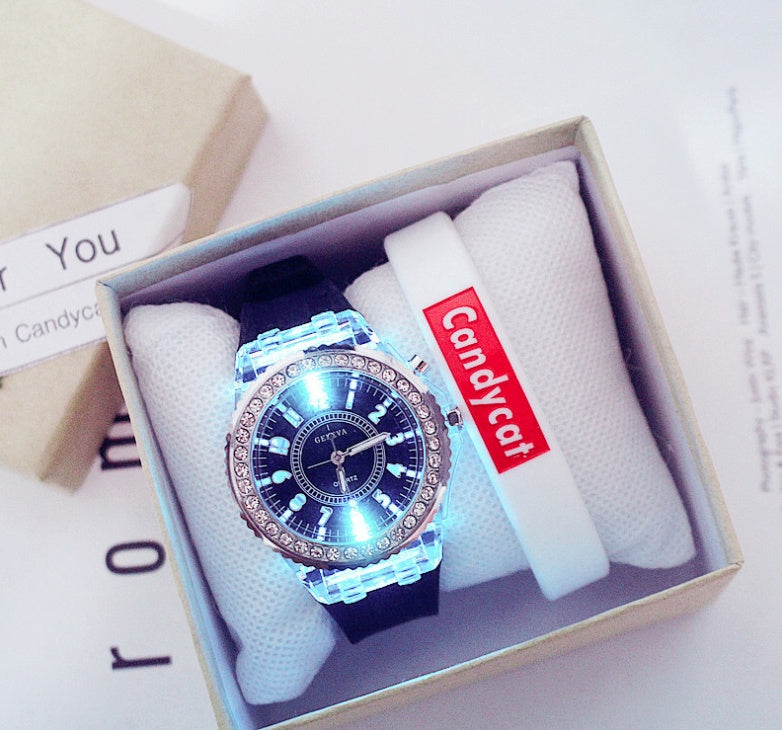 Venta rápida eBay transparente GINEBRA Ginebra reloj luminoso gel de sílice hombres y mujeres neutral cuarzo deportes mesa