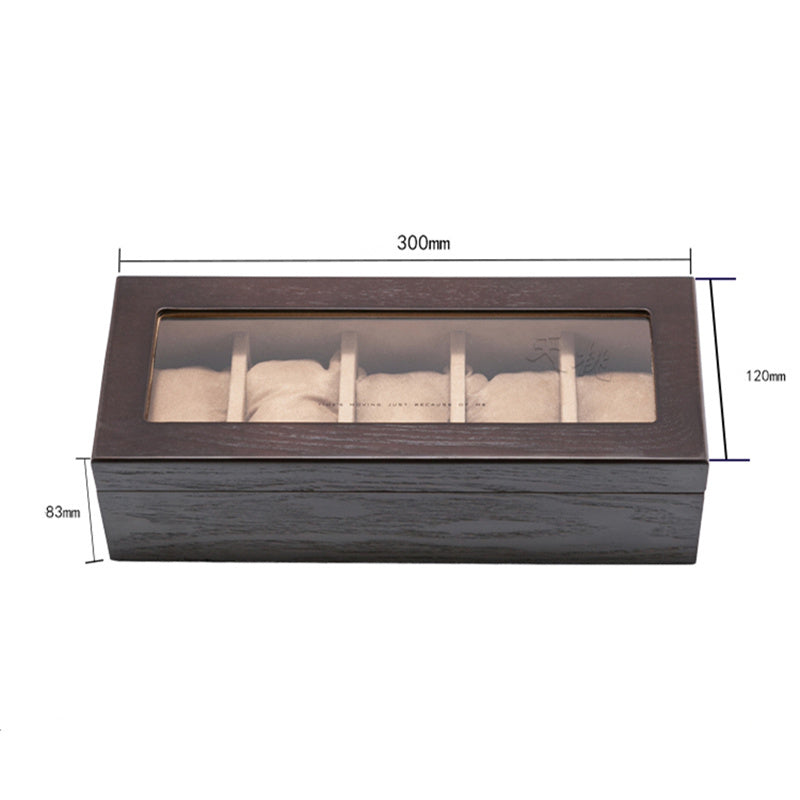 Caja expositora de relojes mecánicos.