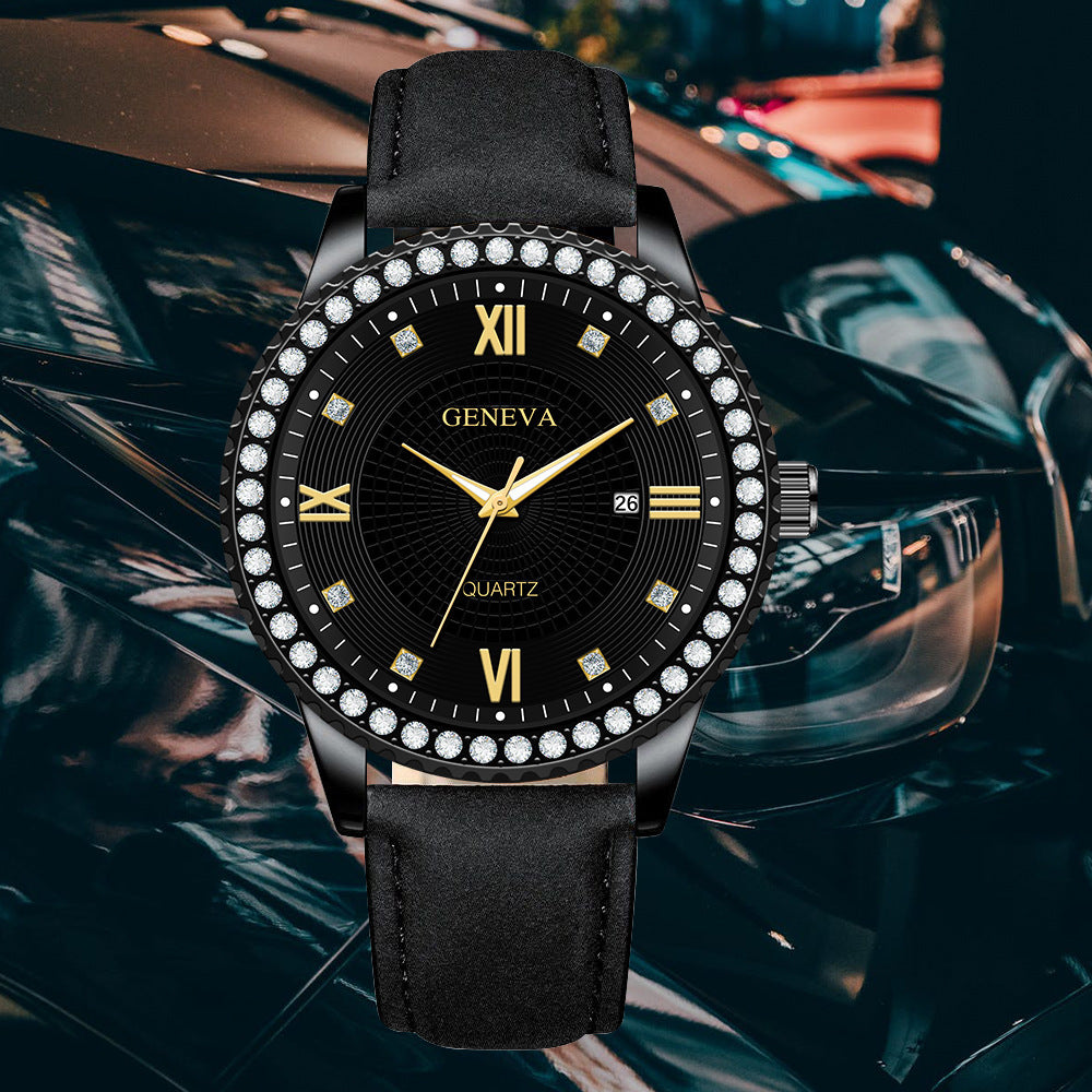 Watch Men's Steel Band Watch Fashion Calendar Quartz Strap Watch