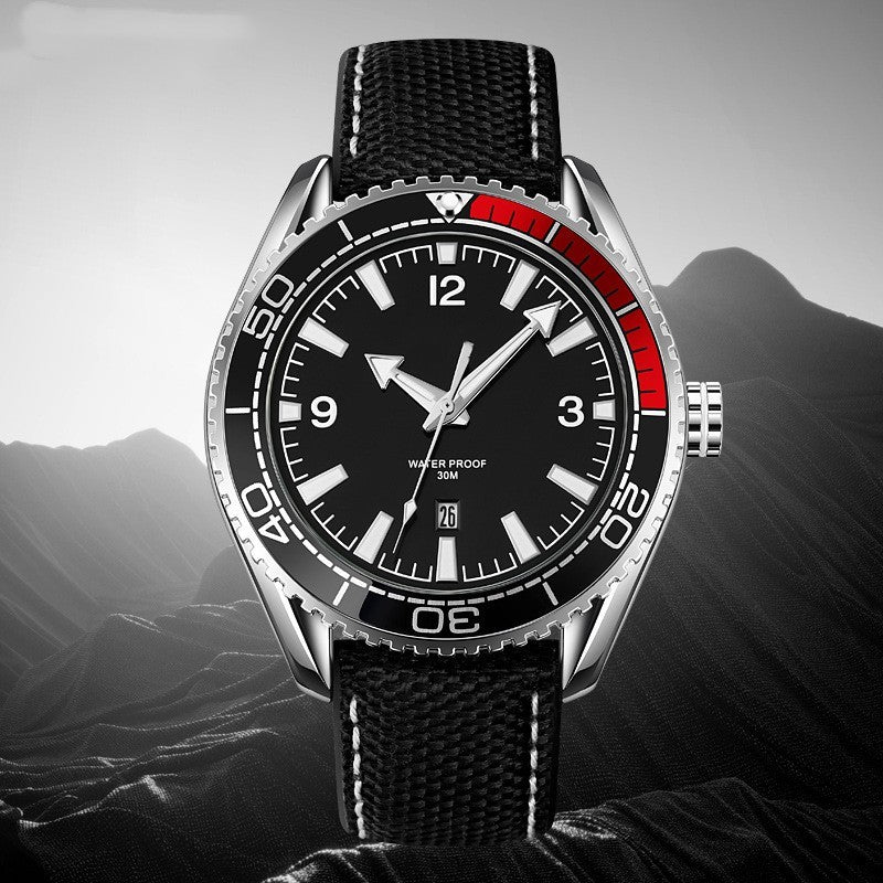 Reloj con correa de cuero para hombre, resistente al agua y con calendario