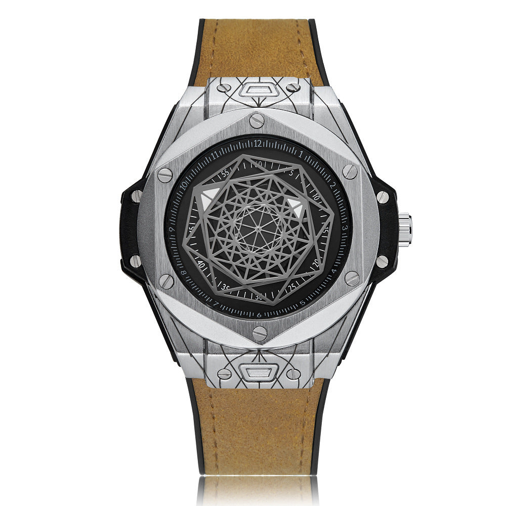 Creative Personality Men's Watch Big Bang Tattoo Spider Web Rubber Non-mechanical Male Student Watch
