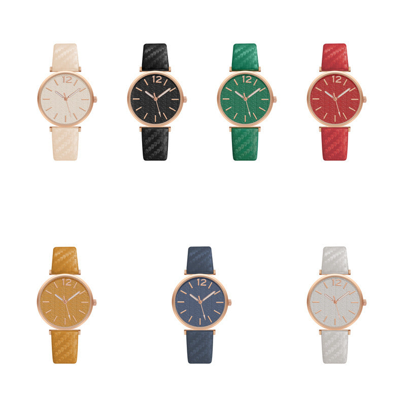 Ladies New Belt Watch Gold Shell Acupuncture Needle Casual Fashion Quartz Watch