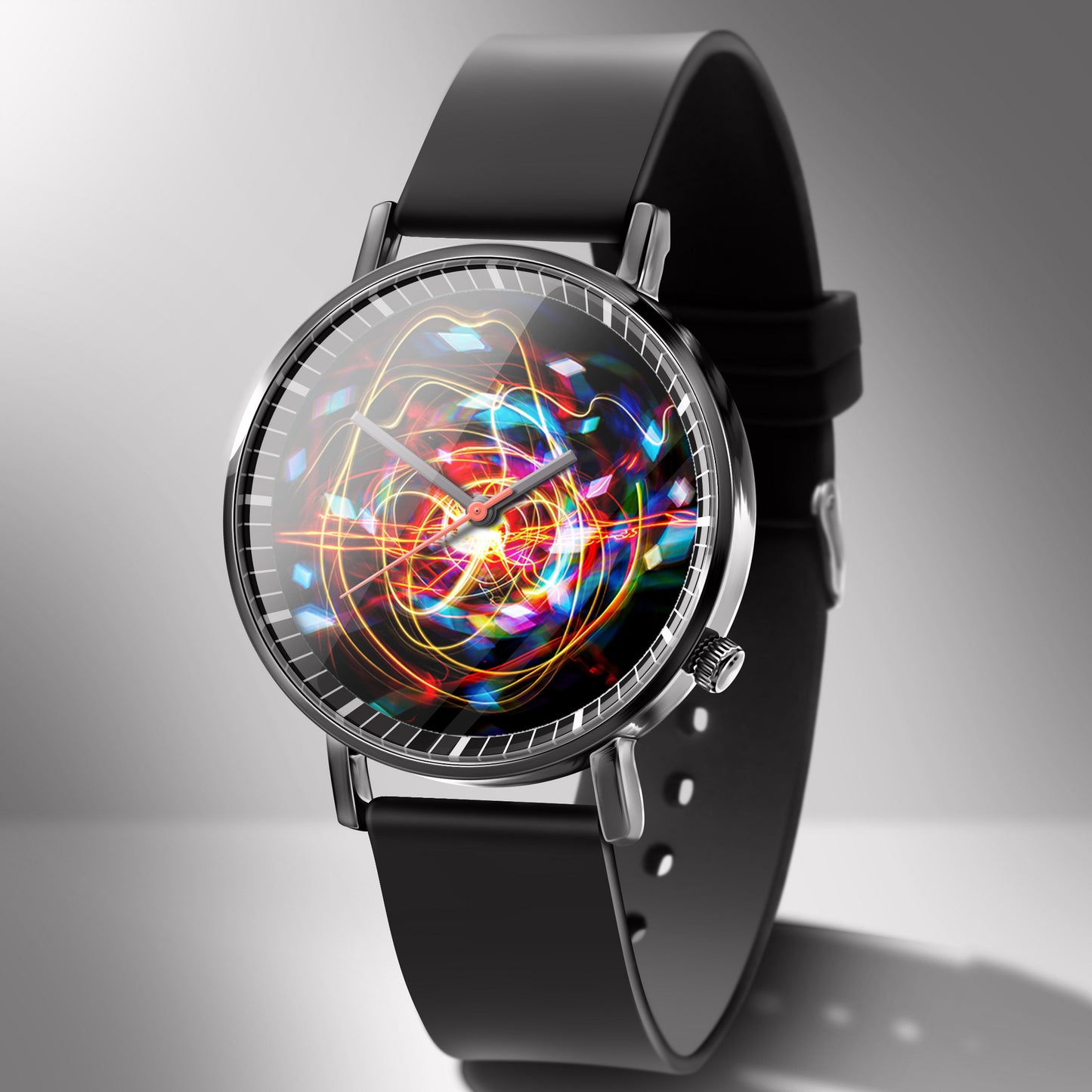Reloj de negocios de cuarzo blanco con diseño de calavera y cielo estrellado en color