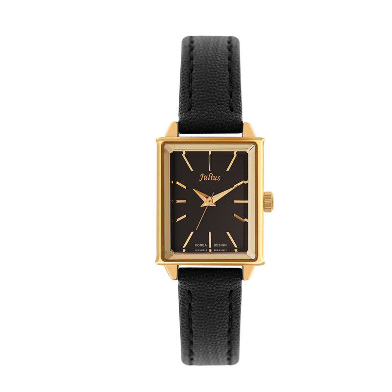 Julius Rectangular Simple Art Retro Wild Belt Quartz Watch Waterproof Ladies Watch