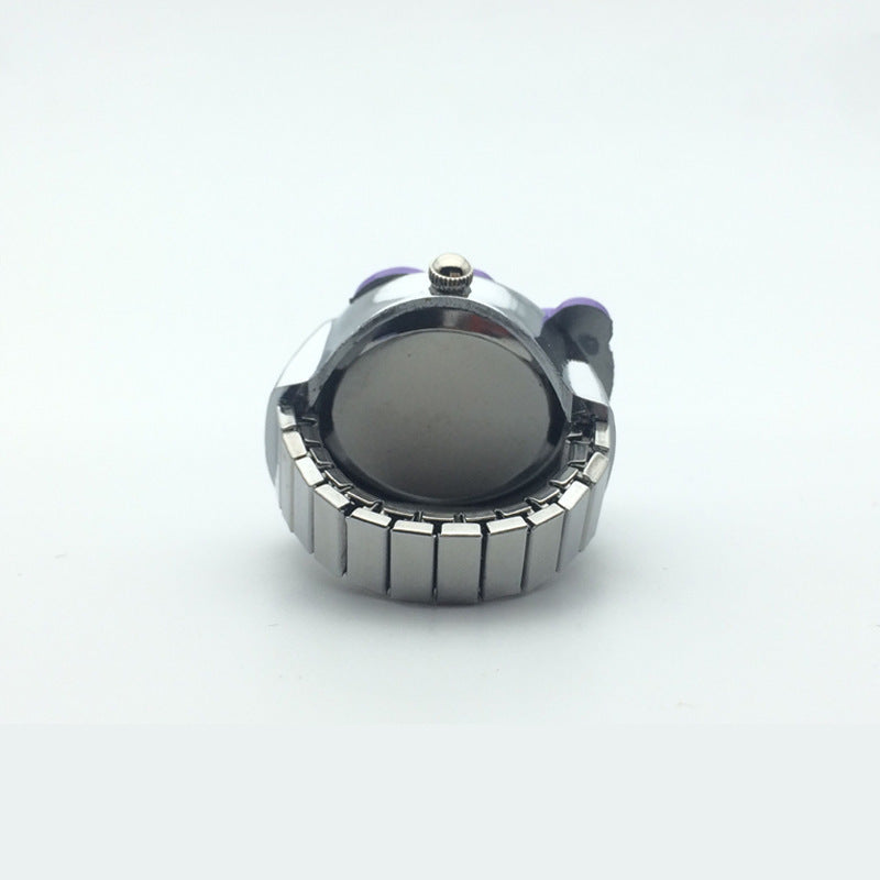 Mini reloj de dedo de aleación de plata de moda con forma de concha, tamaño número, reloj de anillo para pareja para hombres y mujeres