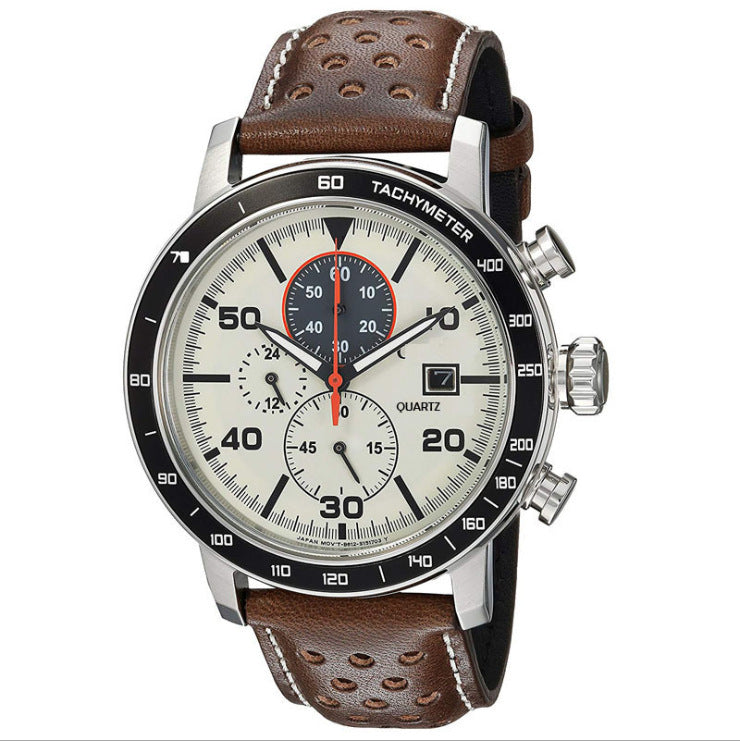 Six Needle City Fashion Business Men's Quartz Belt Watch