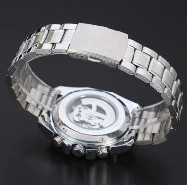 Metal style hollow multi-scale casual automatic mechanical steel belt watch
