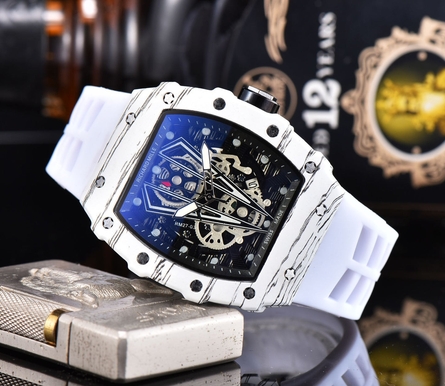 Reloj de cuarzo de silicona con forma de flor hueca