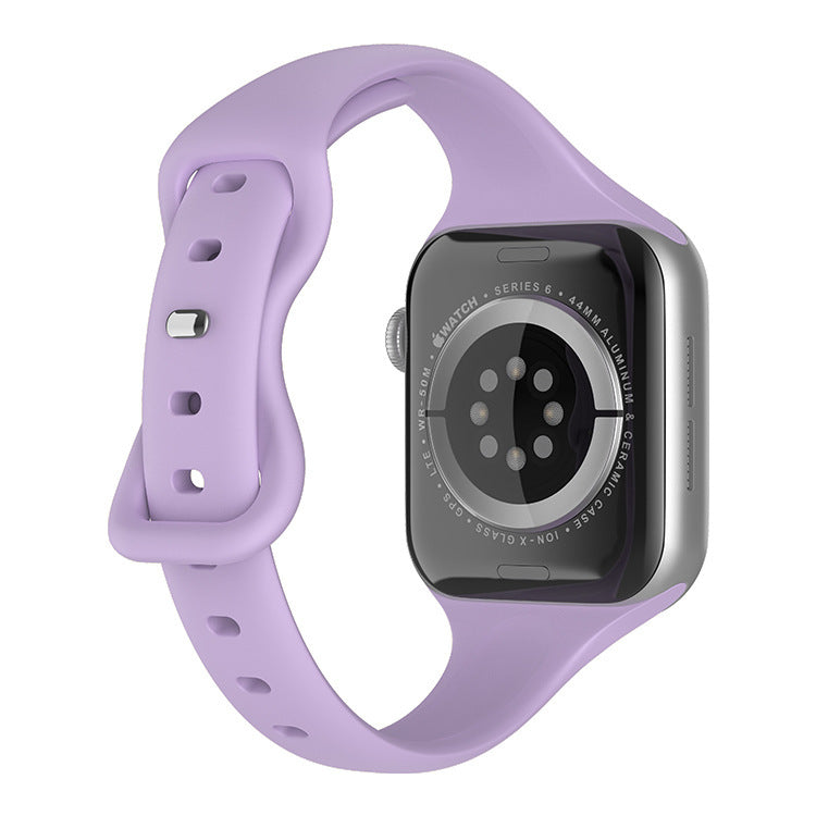 Correa de reloj con hebilla de mariposa y cintura pequeña de silicona de color sólido
