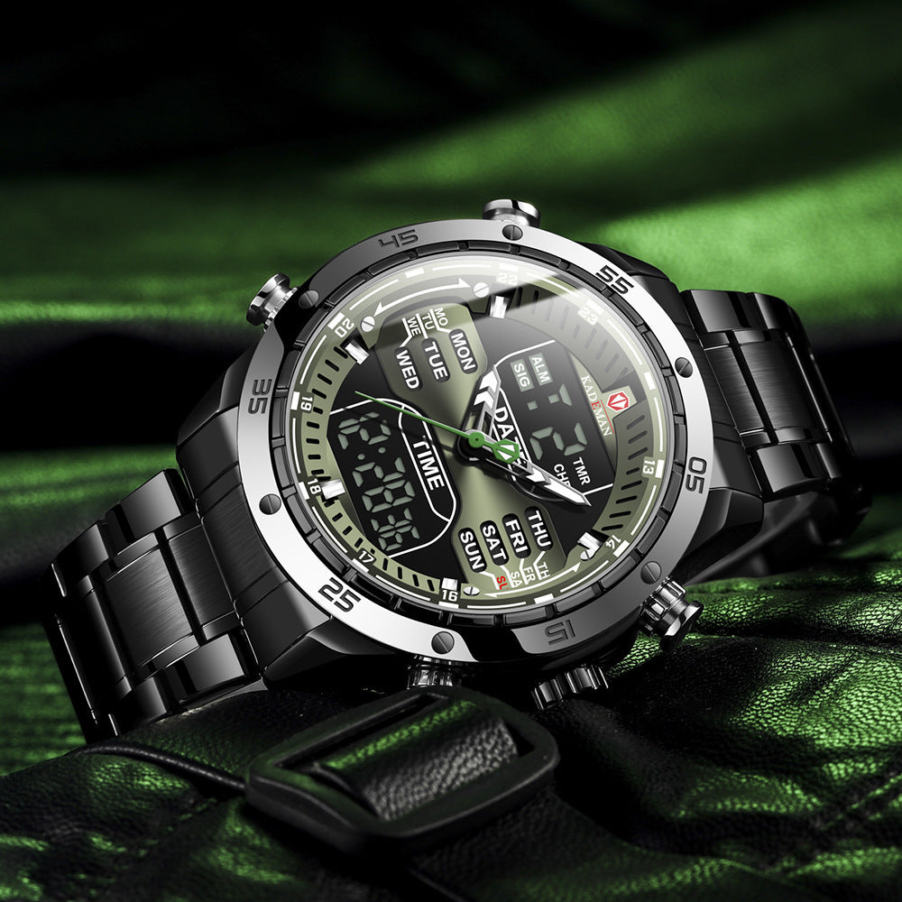Sports Multifunctional Waterproof Steel Band Quartz Watch