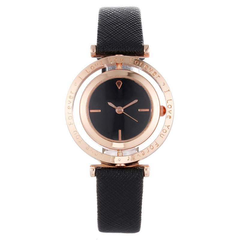 Reloj de cuarzo con esfera giratoria de moda para mujer