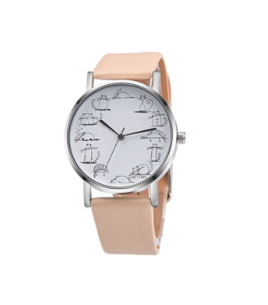 Reloj de cuarzo para estudiantes, multicolor, con cinturón sencillo