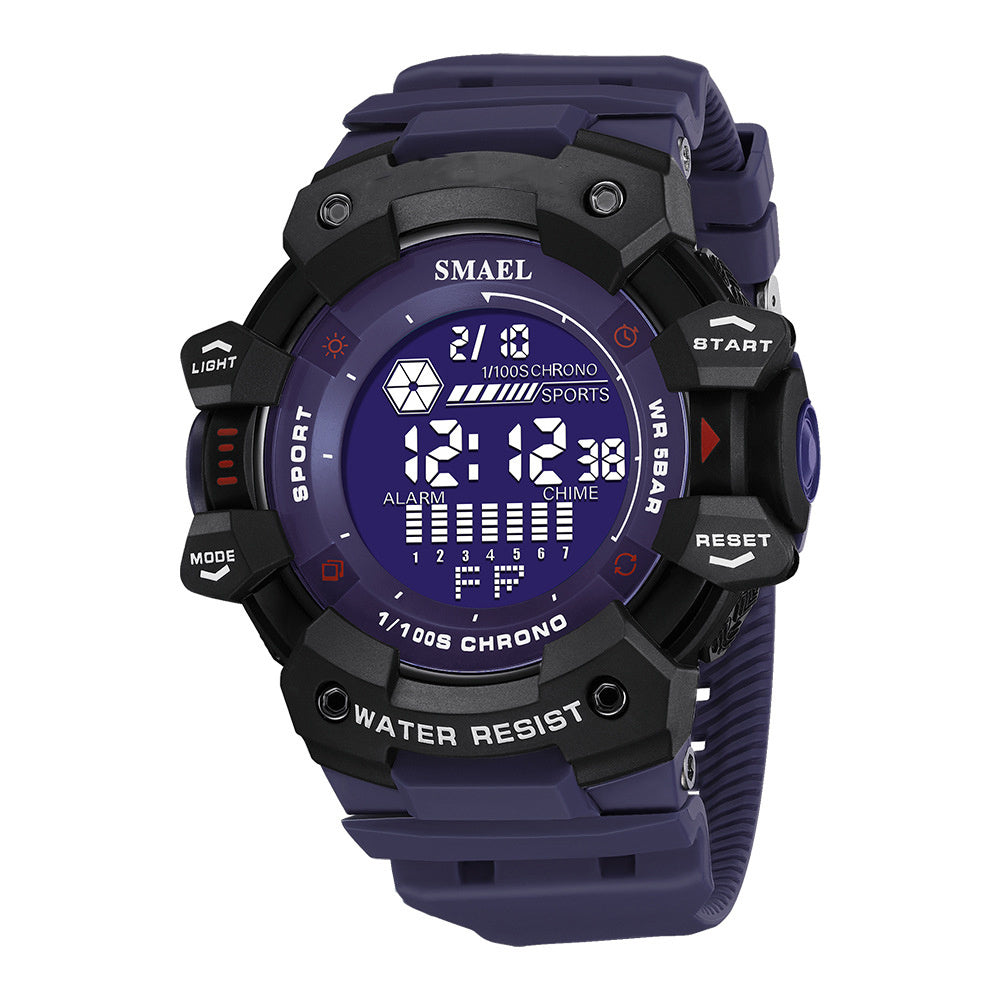 Reloj electrónico luminoso deportivo resistente al agua para hombre