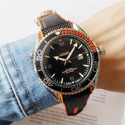 Quartz watch black casual men's European round watch