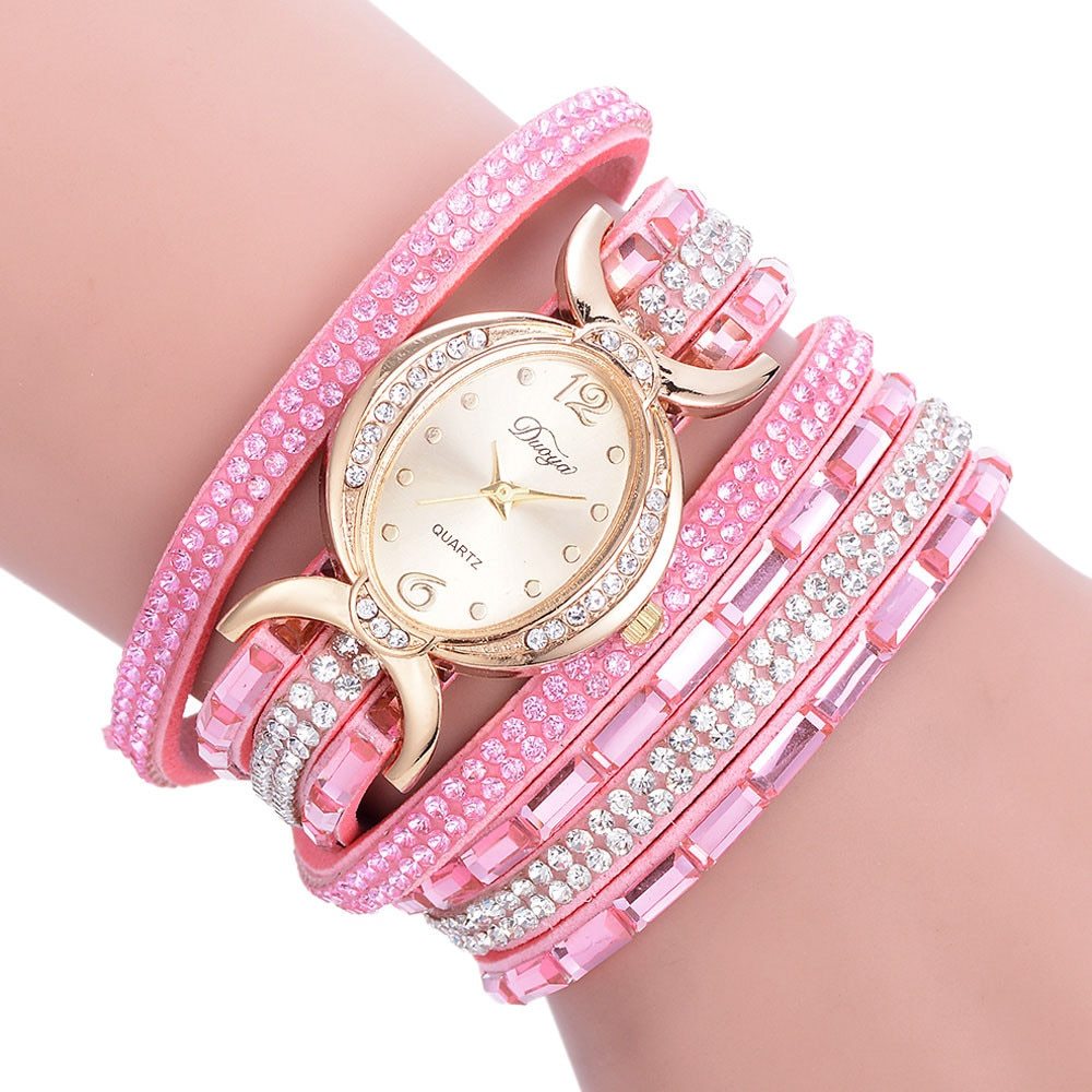 Nuevo reloj informal con diamantes de imitación para mujer, reloj de pulsera analógico de cuarzo para mujer