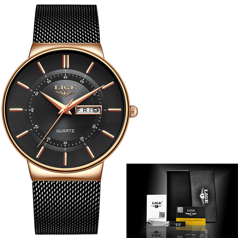 Mesh belt men's watch