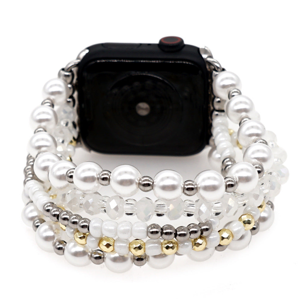 Pearl Rice Beads Hand Beaded White Watch Strap