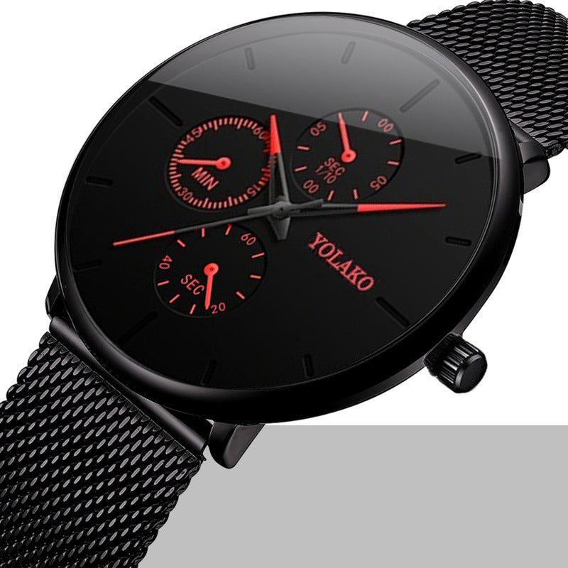 Reloj de hombre con correa de malla ultrafina y temperamento