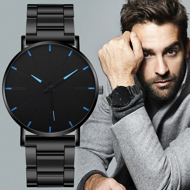 Reloj informal de negocios con correa ultrafina de acero inoxidable para hombre