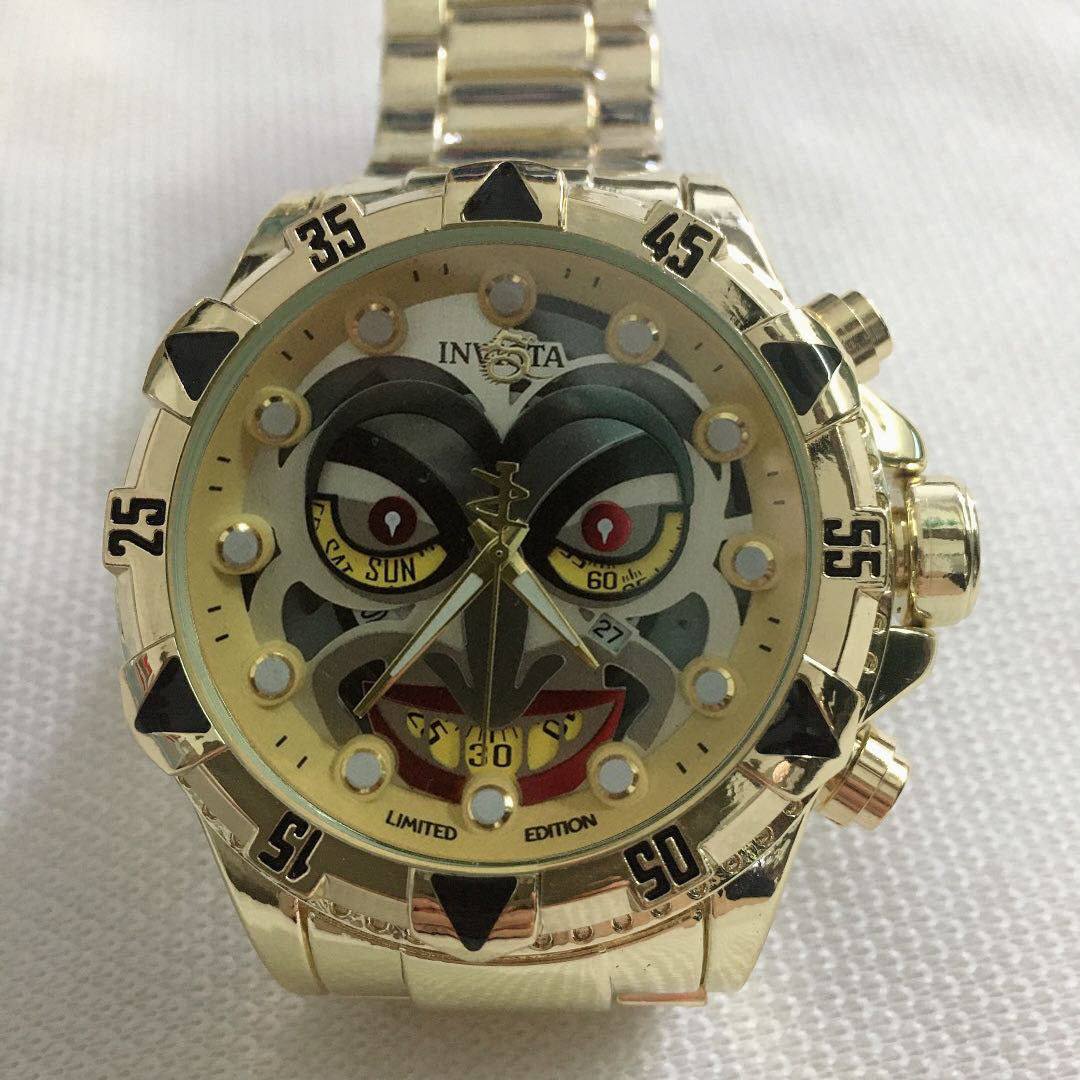 Waterproof men's clown quartz watch