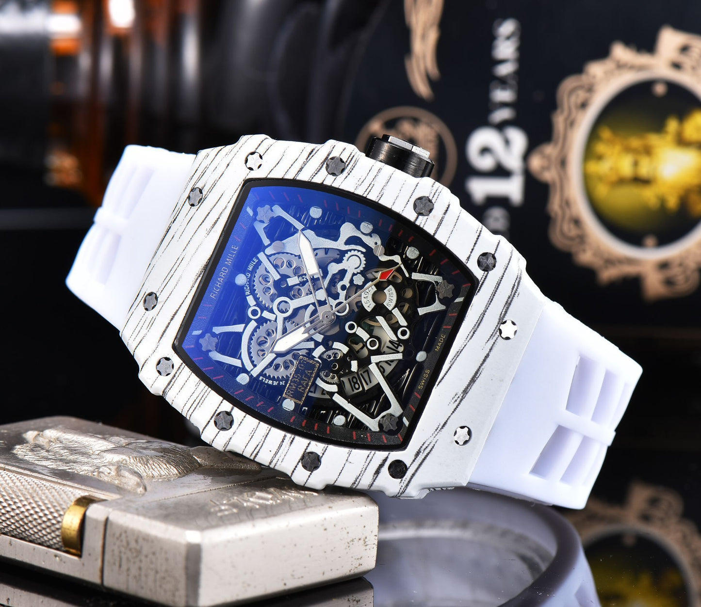 Reloj de cuarzo de silicona con forma de flor hueca