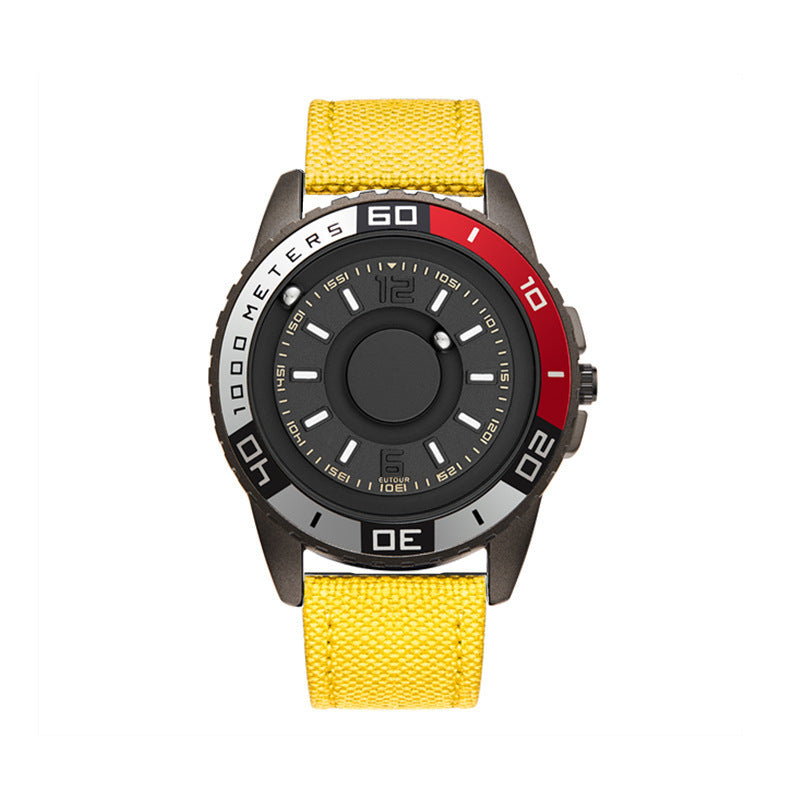 Reloj magnético de metal con tecnología negra.