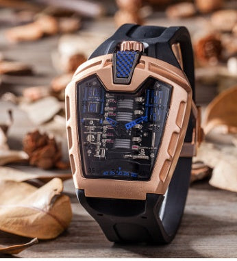 Fashion hollow ghost head silicone belt quartz men's watch imitation mechanical watch