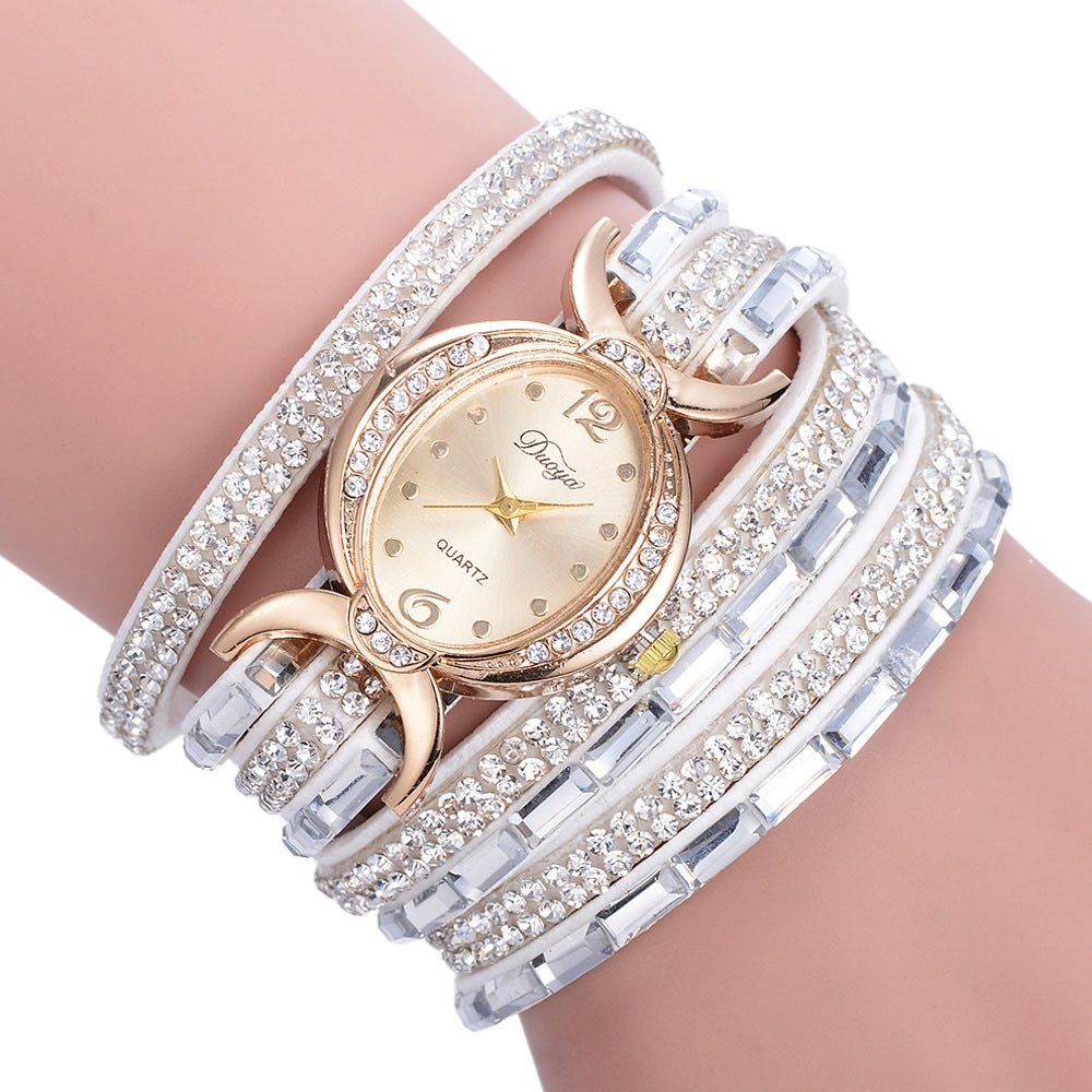 Nuevo reloj informal con diamantes de imitación para mujer, reloj de pulsera analógico de cuarzo para mujer