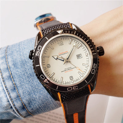 Quartz watch black casual men's European round watch