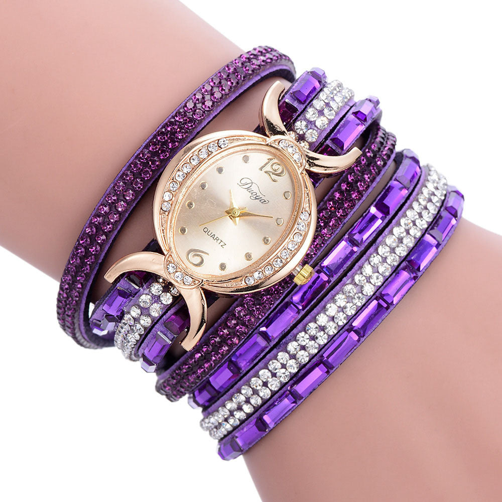 Nuevo reloj informal con diamantes de imitación para mujer, reloj de pulsera analógico de cuarzo para mujer