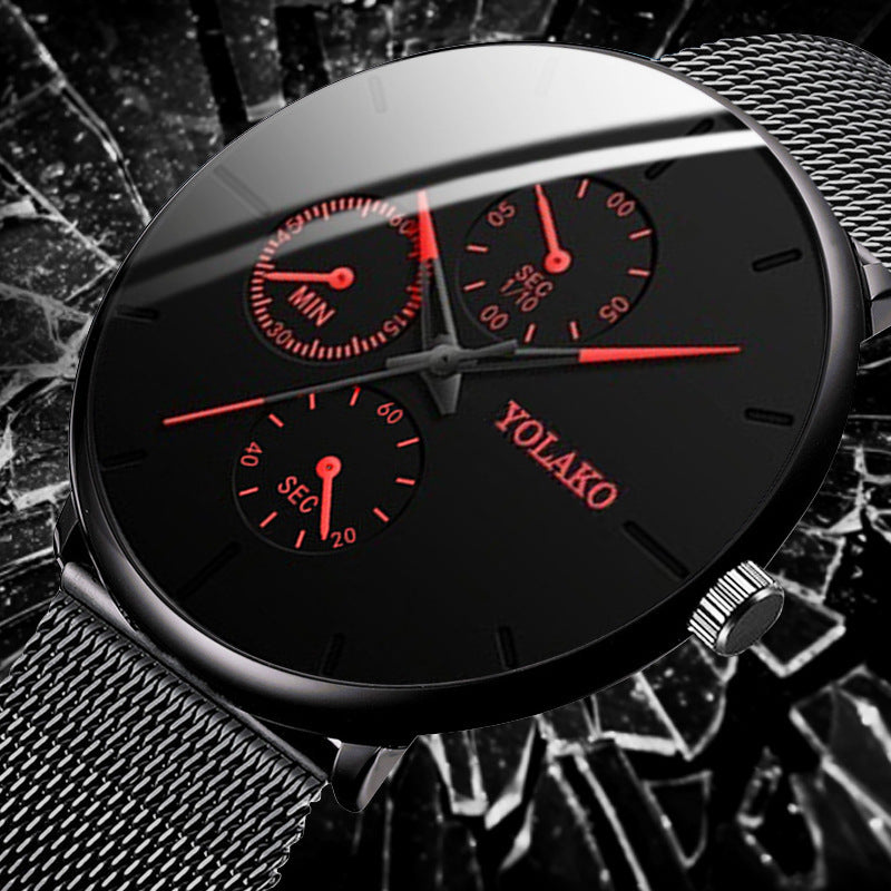 Reloj de hombre con correa de malla ultrafina y temperamento