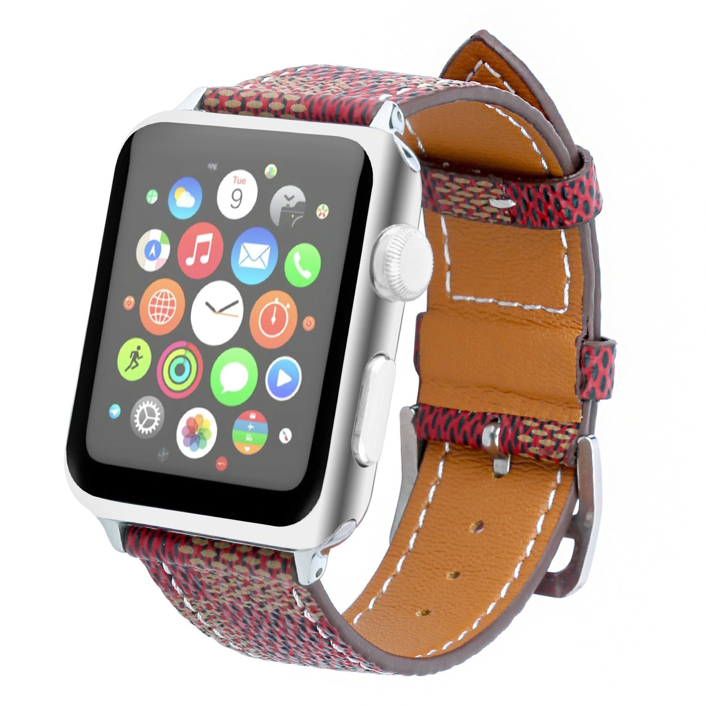 Compatible con Apple, correa de reloj, correa de iWatch, correa de cuero a cuadros para iWatch