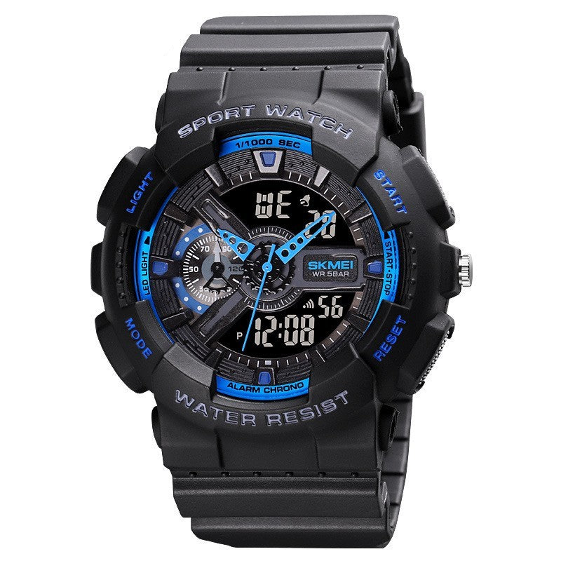 Reloj electrónico clásico deportivo de moda en oro negro con doble pantalla para estudiantes, reloj para adolescentes, niños y niñas