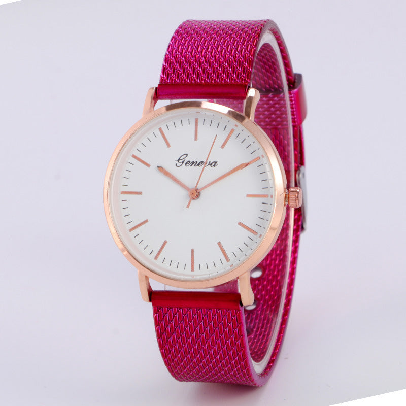 Reloj de Ginebra con esfera y correa de malla, minimalista, fino