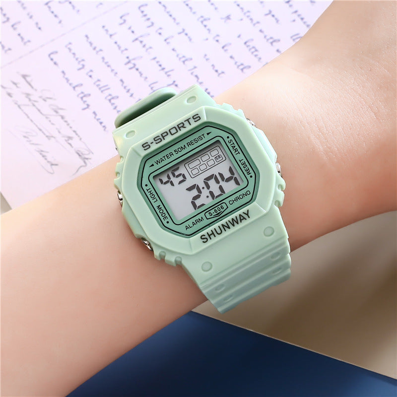Reloj electrónico cuadrado pequeño para estudiantes, luminoso, resistente al agua