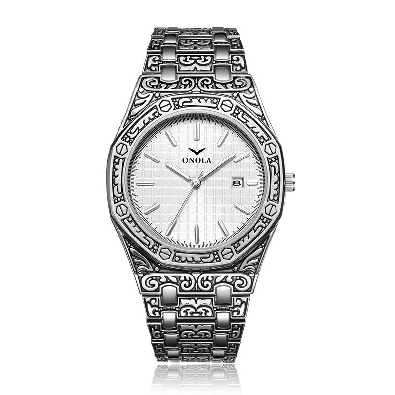 Waterproof steel band watch