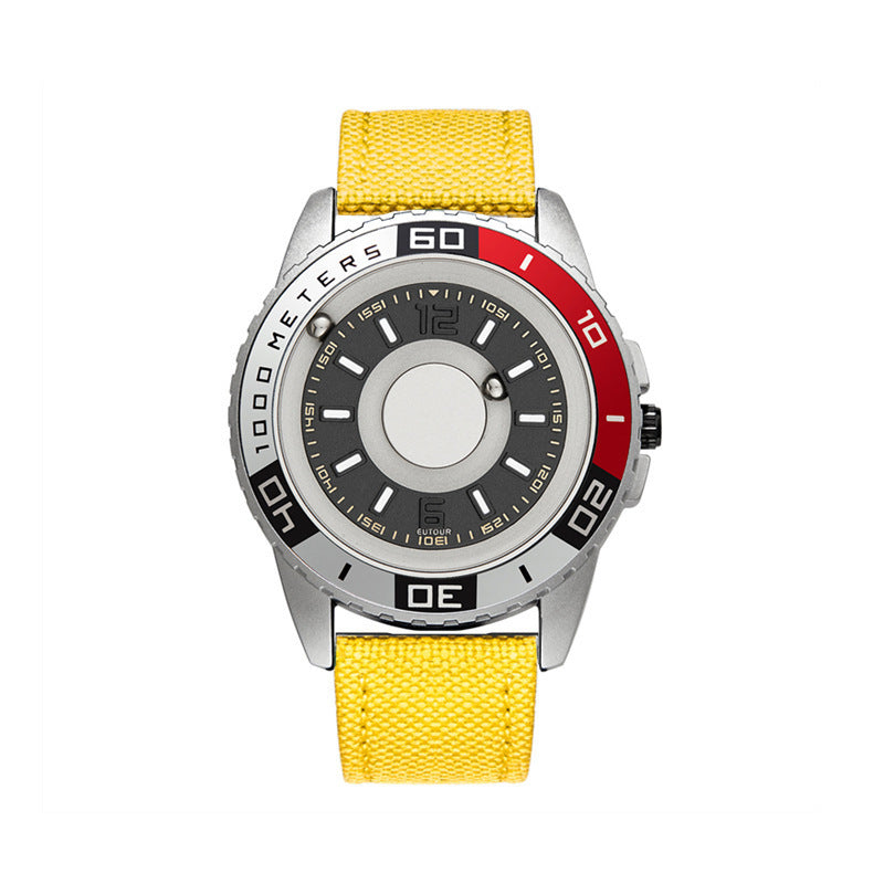 Reloj magnético de metal con tecnología negra.