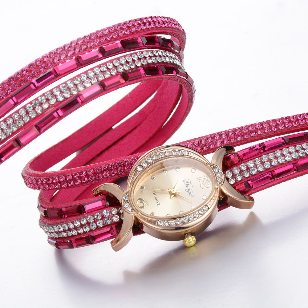 Nuevo reloj informal con diamantes de imitación para mujer, reloj de pulsera analógico de cuarzo para mujer