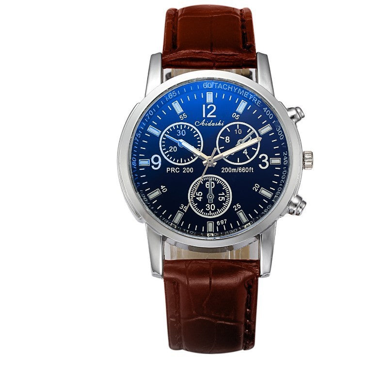 Cinturón de tres ojales de cristal azul para hombre.