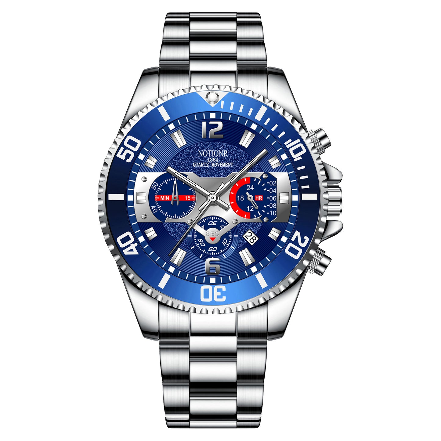 Reloj de acero inoxidable con calendario ligero para hombre